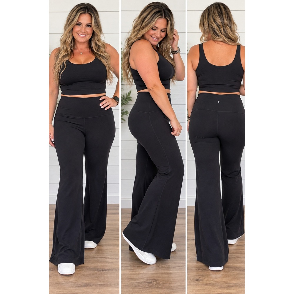 A- 90- Lululemon Groove Super High-Rise Flared Pant Black Nulu Size 14 W5DKMS